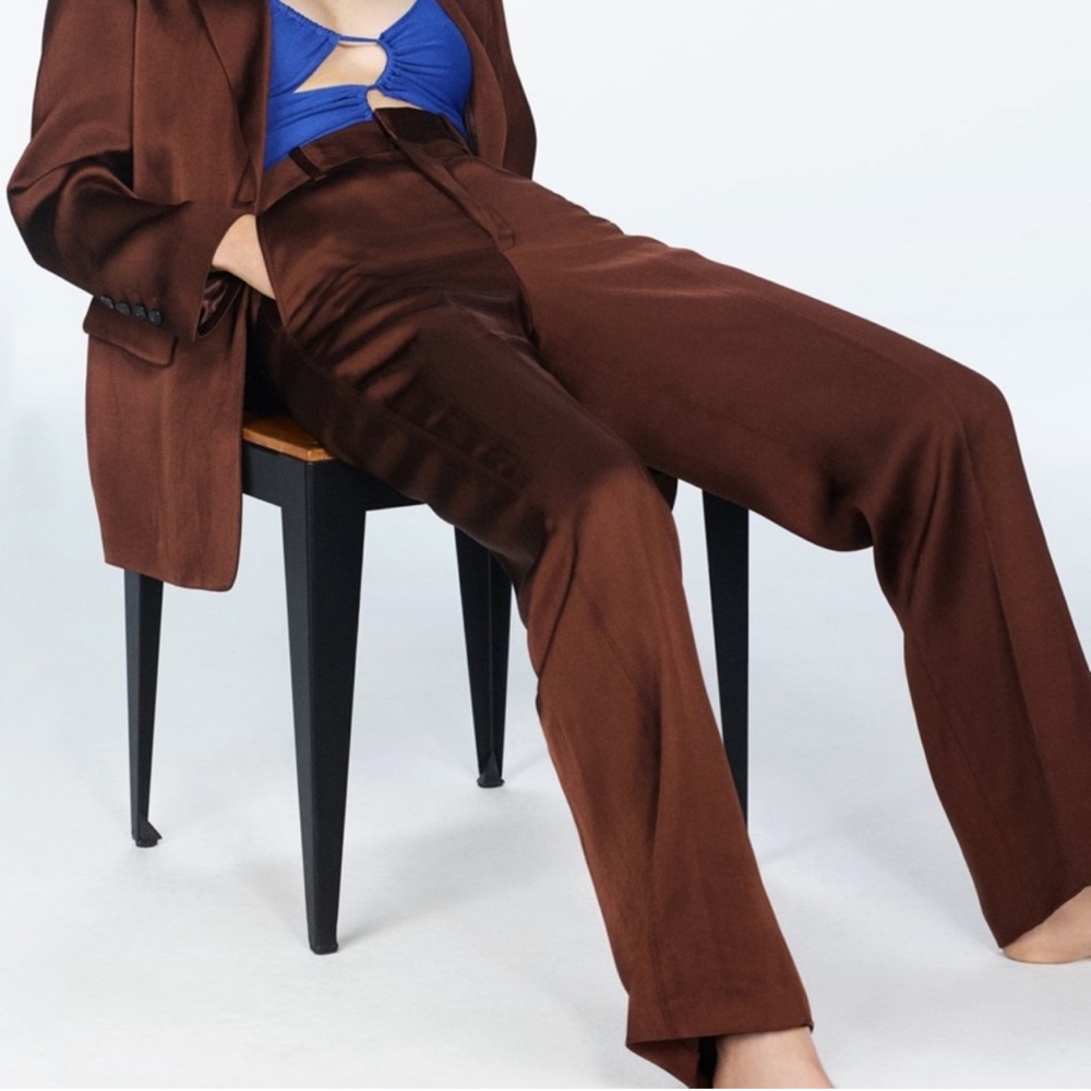 Zara Mocha Satin Suit
